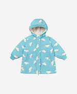 Down Long Hooded Coat - Dreamy Blue Cloud