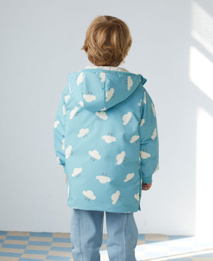 Down Long Hooded Coat - Dreamy Blue Cloud