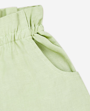 Tencel Linen Shirred Shorts - Moss