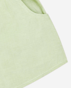 Tencel Linen Shirred Shorts - Moss