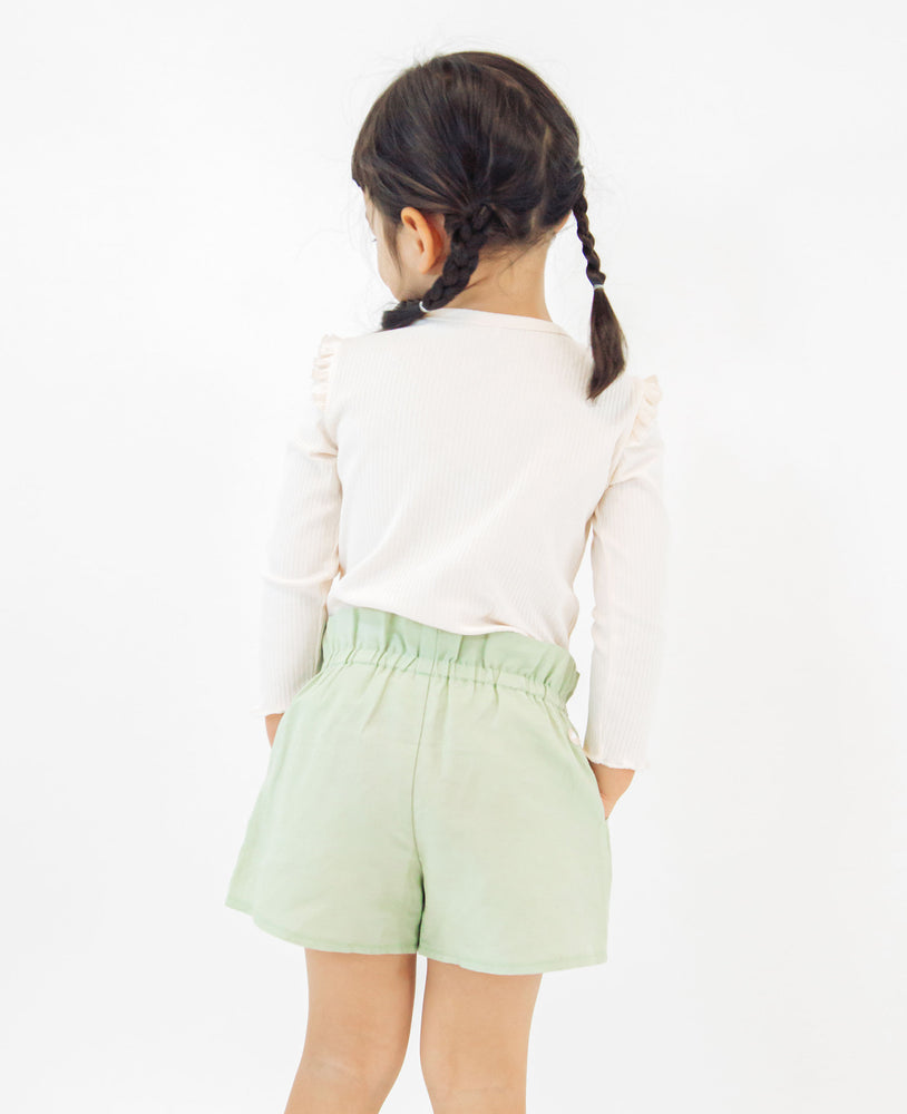 Tencel Linen Shirred Shorts - Moss