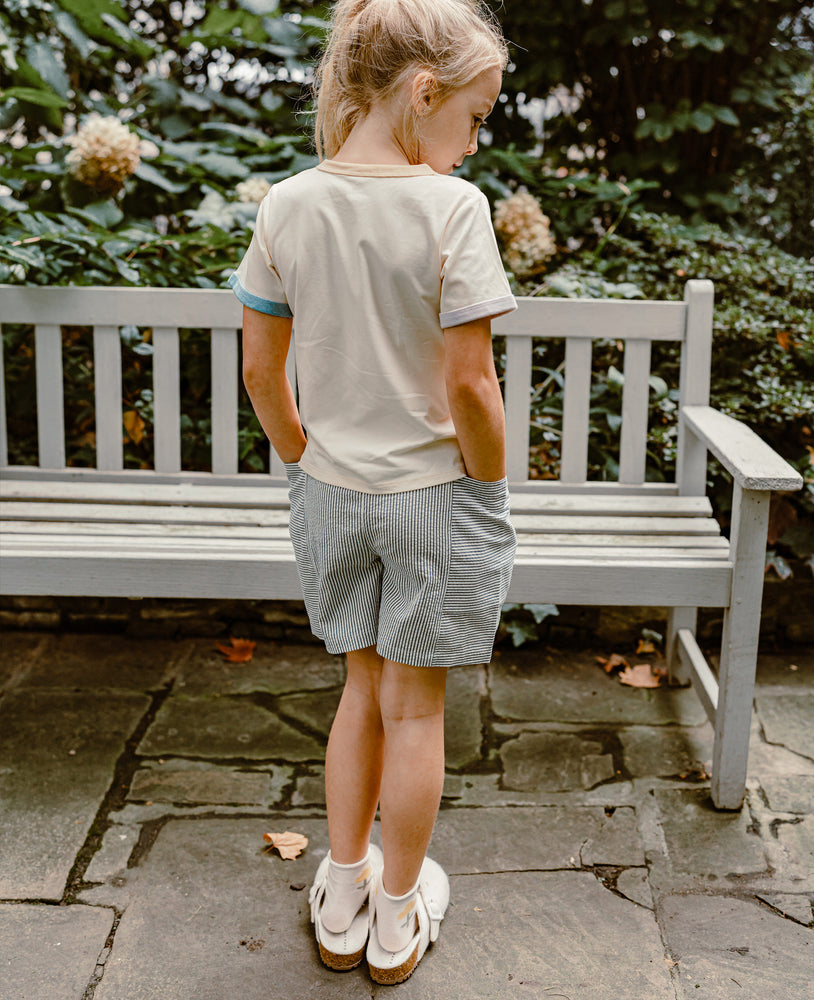 Seersucker Cotton Shorts - Seabreeze Stripe