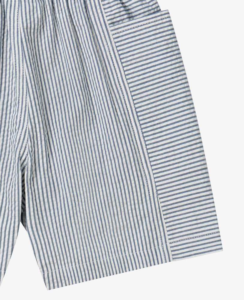 Seersucker Cotton Shorts - Seabreeze Stripe